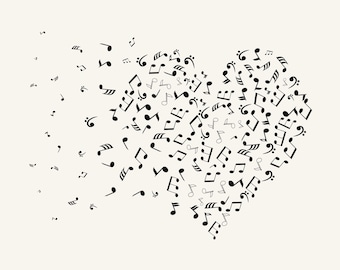 Musical Heart SVG Clipart: Music Notes Vector (Digital Download)