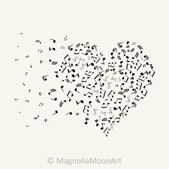 Musical Heart SVG Clipart: Music Notes Vector (Digital Download)