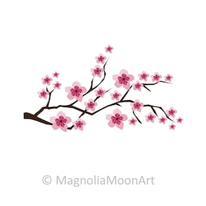 Branche de cerisier en fleurs SVG, PNG, branche de cerisier en couches, fichier coupé pour cricut, Sacura, fleurs roses svg, branche de cerisier PNG, silhouette de cerisier