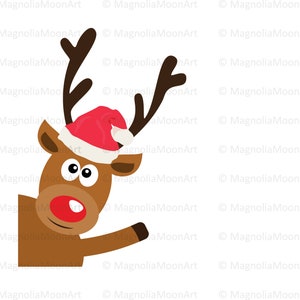 Renna con cappello da Babbo Natale SVG, Renna a strati svg, File di taglio per Cricut, Renna png, Rudolf svg, dxf, Natale svg, cervo svg, silhouette