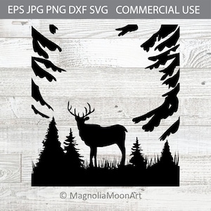 Deer in Woods Silhouette SVG: Forest Adventure Cut File (Digital Download)