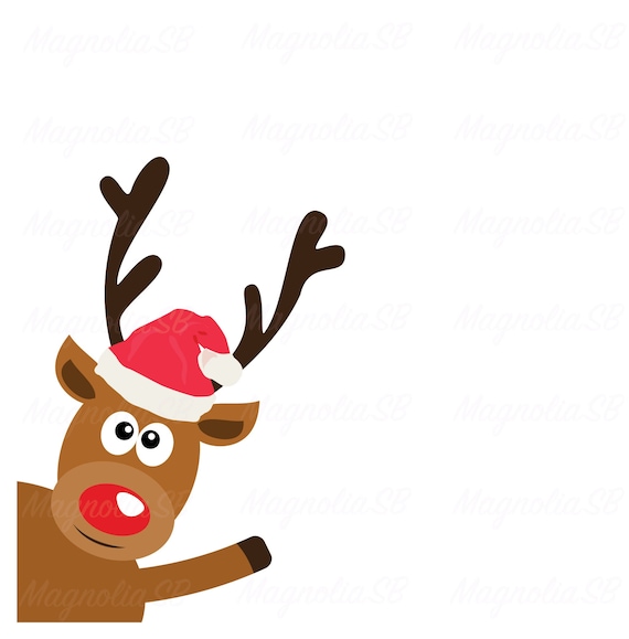 Download Reindeer In Santa Hat Svg Reindeer Dxf Reindeer Clipart Etsy