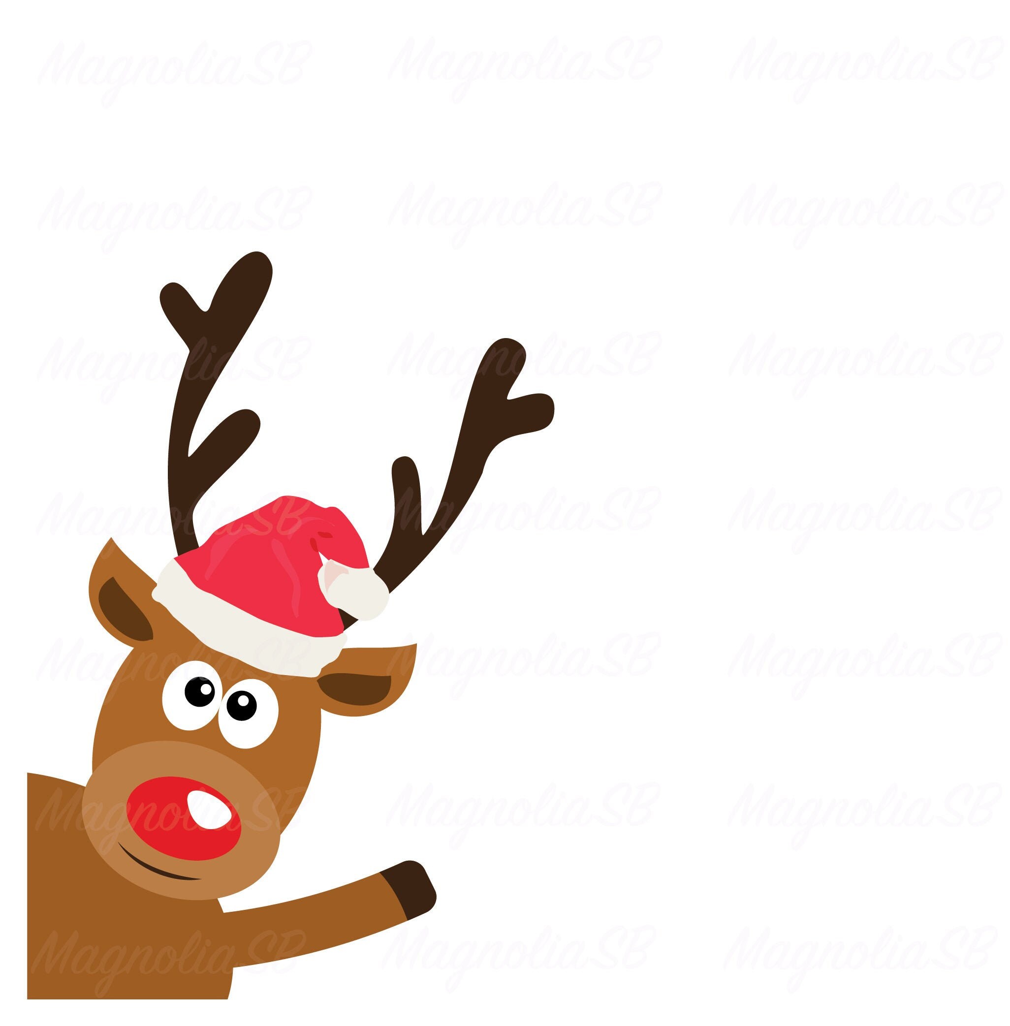 Download Reindeer In Santa Hat Svg Reindeer Dxf Reindeer Clipart Etsy