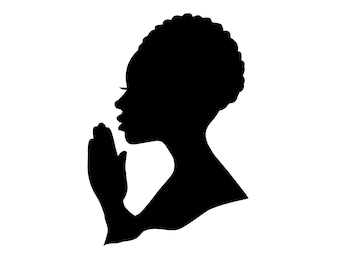 Woman Praying Silhouette svg file | DXF file for laser cut | Christian Faith clip art | Woman of Faith vector | Afro Woman | PNG JPG eps