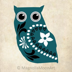 Gufo scandinavo svg, bosco nordico svg, arte popolare svg, clip art animale islandese, PNG jpg dxf, file di taglio per cricut, design silhouette