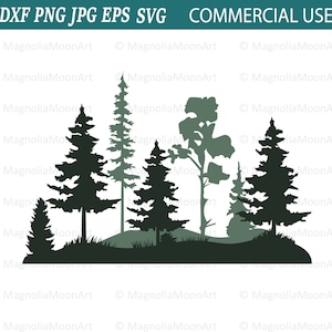 Pine Forest svg, Pine Tree svg, Tree svg, Forest svg, file di taglio per cricut, PNG, dxf, jpg, design per maglietta, natura, all'aperto, silhouette