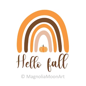 Hallo Herbst Regenbogen Aufdruck, Herbst Kürbis Aufdruck, geschnittene Datei für Cricut, jpg png dxf, saisonale Dekor Aufdruck, Herbst Regenbogen Aufdruck