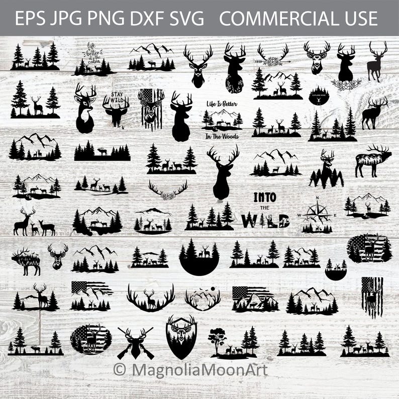 Deer Forest SVG Bundle: Silhouette Cut Files for Cricut (commercial Use ...