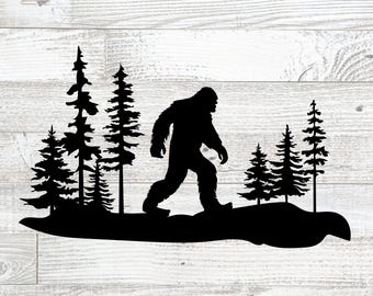 Bigfoot in Woods SVG: Sasquatch, Yeti, Skunk Ape Cut Files (Digital Download)