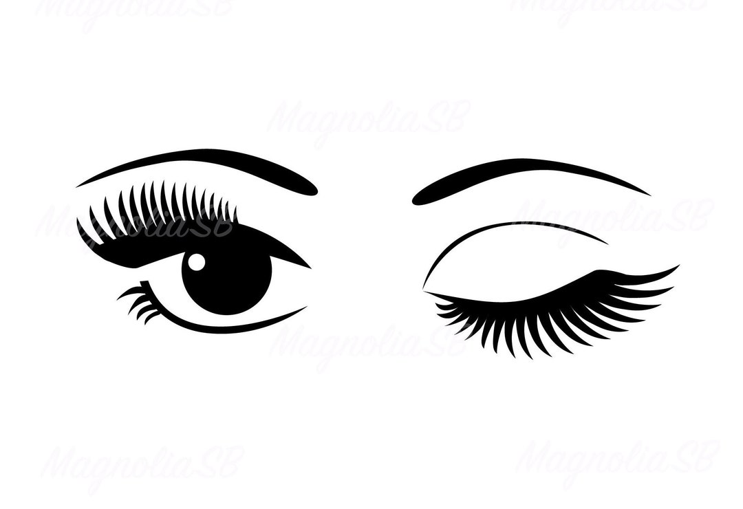 Winking Eyes SVG, Winking Svg, Eye Svg, Cut File for Cricut, Long Lashes Svg, PNG, Pretty
