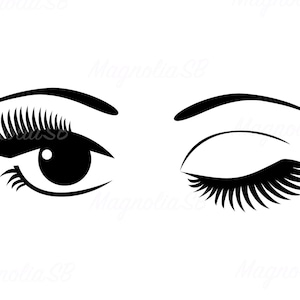 Olhos piscando SVG, piscando svg, olho svg, arquivo de corte para cricut, cílios longos svg, PNG, bonito, formato de olhos lindos, silhueta de olhos piscando