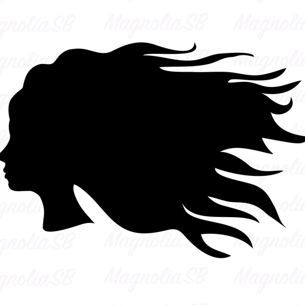 Woman with Long Hair svg, hair svg, cut file for cricut, woman head svg, head PNG, jpg, woman head silhouette, long hair svg, head shape