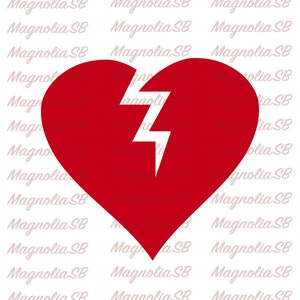 Broken Heart SVG Clipart: Red Heart Silhouette (Digital Files)
