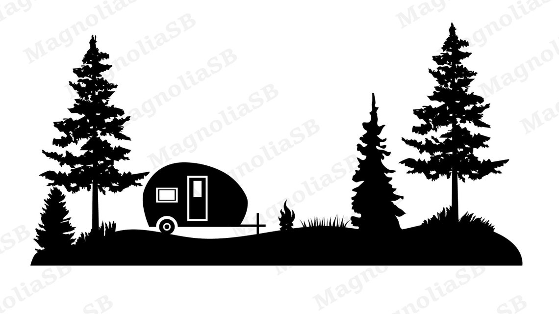 Camper Svg Dxf Camping in the Forest Svg Camping Clip Art - Etsy