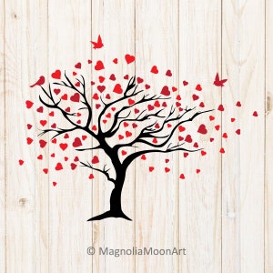 Arbre d'amour SVG, arbre avec des coeurs svg, fichier de coupe pour cricut, Saint-Valentin svg, svg Love Birds, coeurs svg, PNG, jpg, Saint-Valentin, silhouette