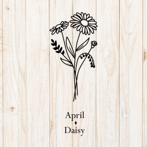Flor del Mes de Nacimiento svg, Ramo de Flores del Mes de Nacimiento, archivo cortado para cricut, Floral svg, Flor svg, Daisy svg, Abril Flor svg, PNG, jpg