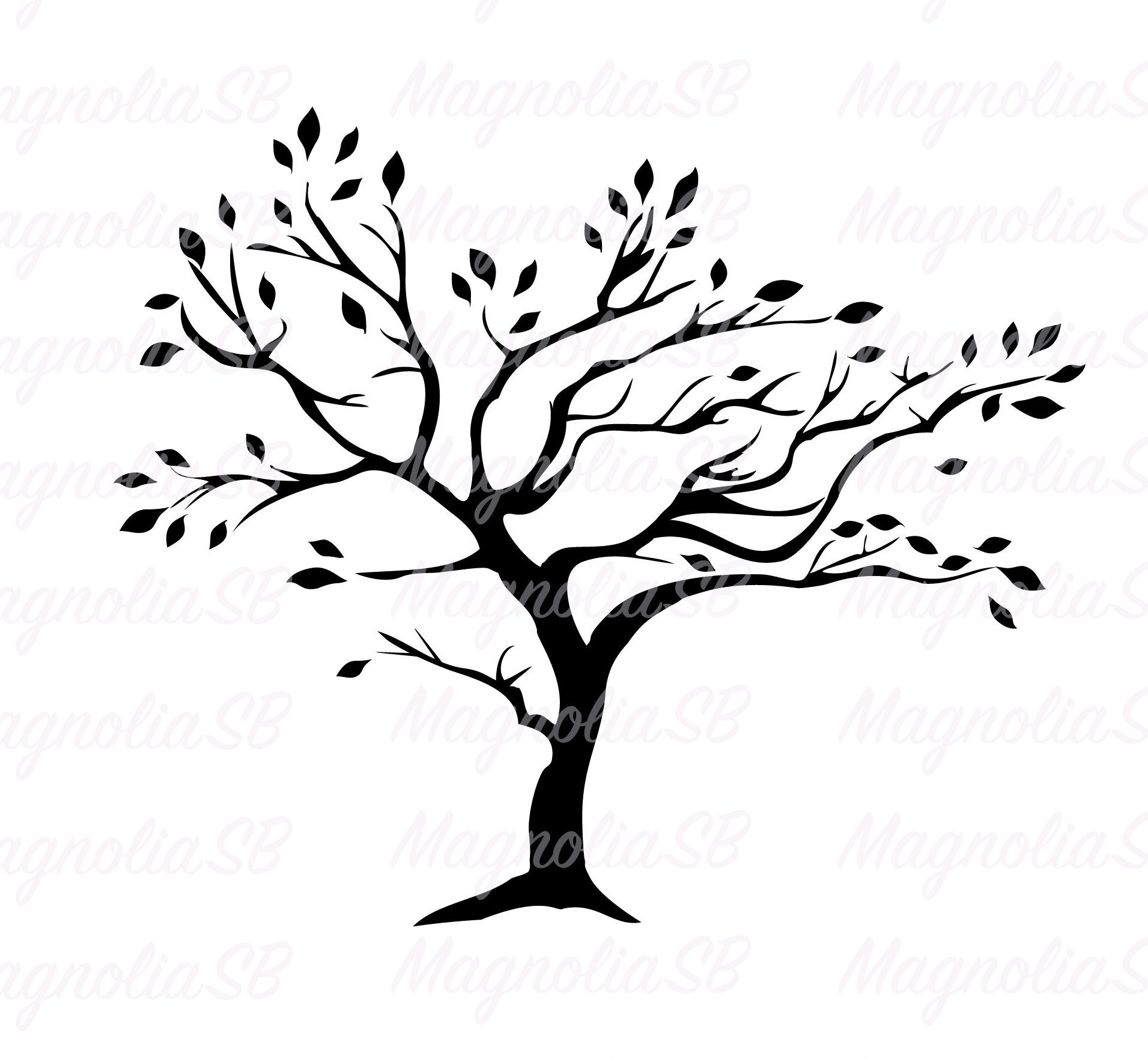 Tree With Leaves SVG DXF Tree Clipart Leaves Tree PNG Etsy
