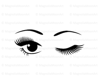 Winking Eye Lashes SVG Clipart: Beauty Salon Logo (Digital Download)