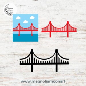 Golden Gate Bridge SVG Bundle: San Francisco Silhouette Clipart (Digital Files)