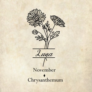 November Birth Flower Chrysanthemum SVG: Floral Frame Cut File