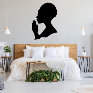 Hand Drawn Woman Praying Silhouette svg file | DXF file for laser cut | Christian Faith clip art | Woman of Faith vector | Afro Woman