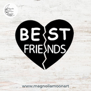 Beste Freunde Herz SVG Schnitt Datei | Cricut Silhouette | Kommerzielle Nutzung | Beste Freunde Clip Art | Freundschaft Geteiltes Herz svg