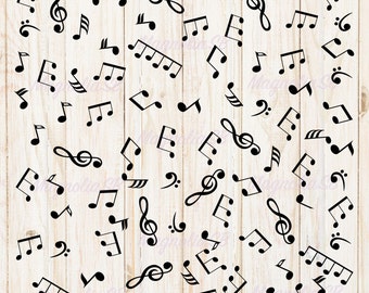 Musical Notes Pattern SVG DXF: Music Silhouette Cut File (Digital Download)
