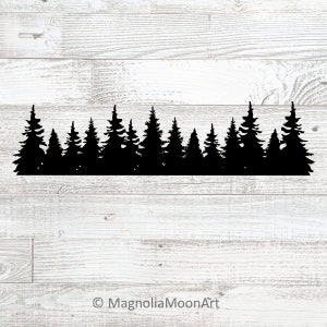 Forest Silhouette SVG: Tree Line Cut File, Christmas Tree PNG