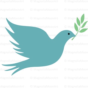 Dove with Olive Branch Clipart: Peace Vector (SVG, DXF, PNG)