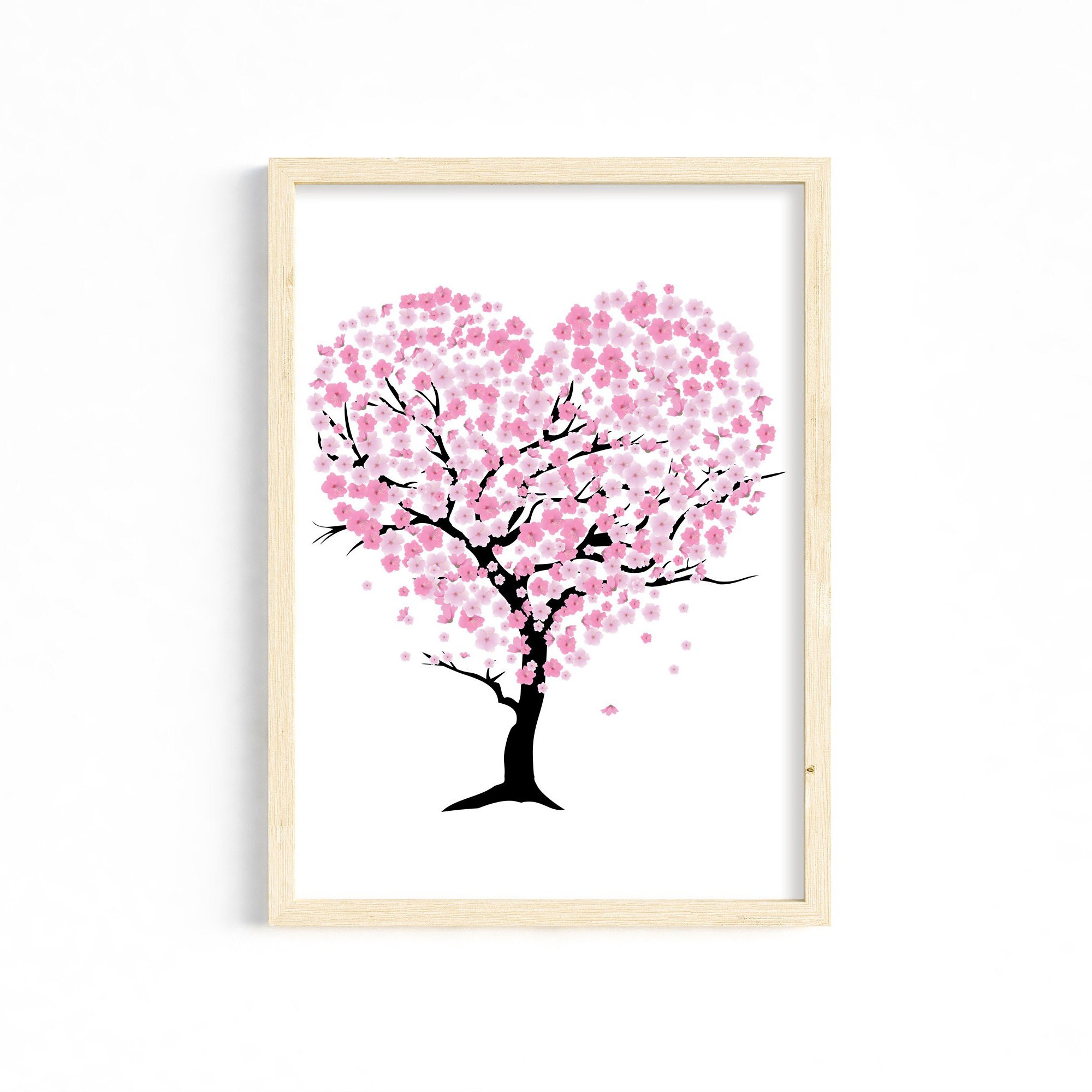 Cherry Tree in Shape of Heart Digital Clip Art. Cherry Tree