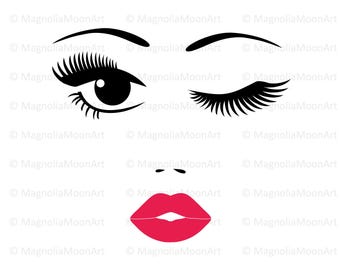 Woman Face SVG: Lashes, Lips, Beauty Clipart (Digital Download)