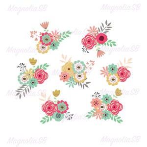 Vintage Flowers SVG, Blumen DXF, Vintage Blumen Clipart, Florale Schnittdatei, Vektor, Blumenmotiv, Blumensilhouette
