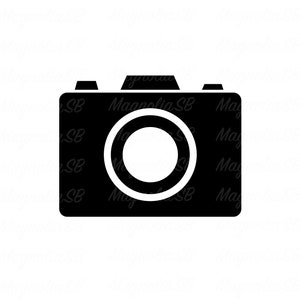 May include: A black and white graphic of a camera. The camera is rectangular with a large circular lens in the centre. The word "Magnolia SB" is repeated in white on the white background.