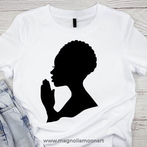 Woman Praying Silhouette svg file | DXF file for laser cut | Christian Faith clip art | Woman of Faith vector | Afro Woman | PNG JPG eps