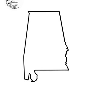 Fichier SVG contour de l'Alabama | Fichier de coupe Alabama | Fichier DXF pour découpe laser | Fichier vectoriel des États-Unis d'Amérique | Vecteur de l'Alabama | Carte de la AL