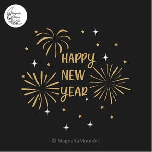 Happy New Year Fireworks SVG, conception de chemise, fichier de coupe pour cricut, svg de feux d'artifice du nouvel an, PNG, JPG, célébration du nouvel an, téléchargement immédiat