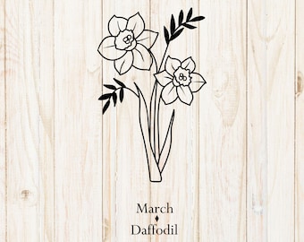 Fiore di nascita di marzo SVG: file di taglio del bouquet di narcisi (download digitale)