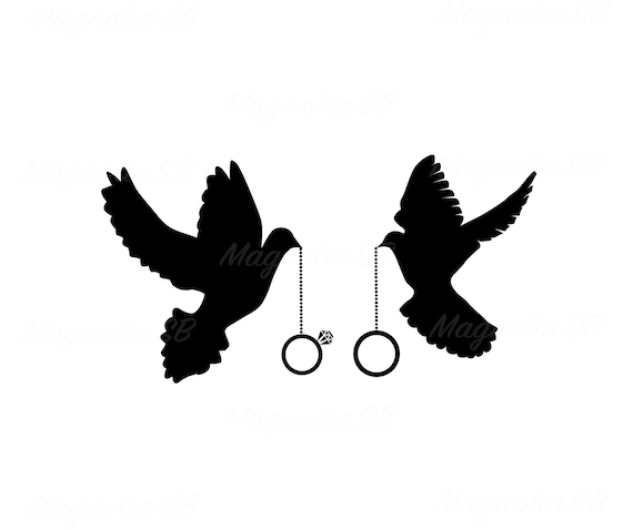 Download Wedding Doves With Rings Svg Dxf Doves Clipart Cutting Etsy
