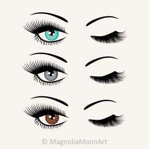 Winking Eyes SVG Clipart: Lashes Vector, Cutting Files (Digital Download)