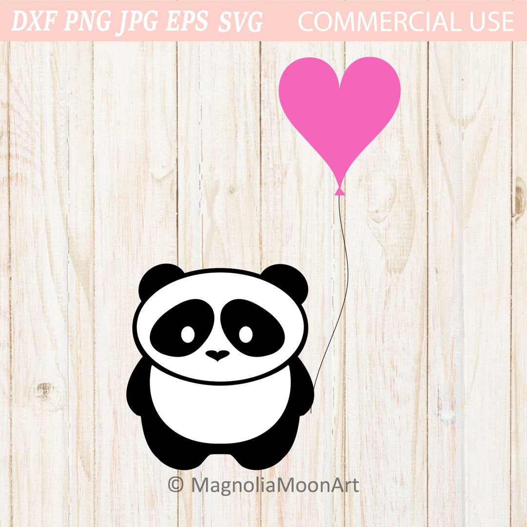 Panda Bear SVG. DXF. Panda Png. Panda Bear With a Balloon Clip Art ...