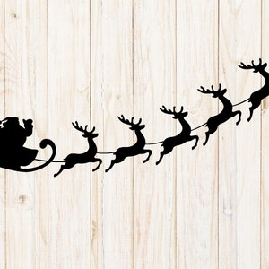 Santa Claus with Reindeer SVG, Santa Claus svg, Santa svg, cut file for cricut, Christmas svg, vector, Santa shape, Santa Claus silhouette