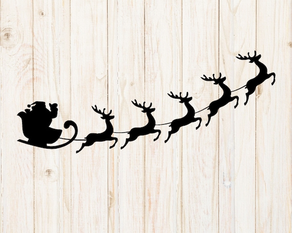 Santa Claus With Reindeer SVG: Christmas Silhouette Cut File