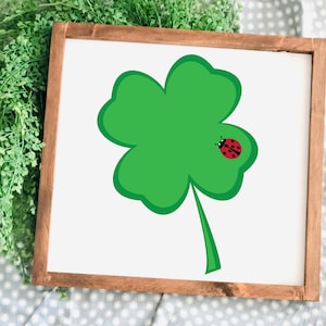 Trifoglio con coccinella SVG, DXF, giorno di San Patrizio in formato svg, dxf, file di taglio per cricut, clip art trifoglio, PNG, trifoglio jpg, sagoma trifoglio