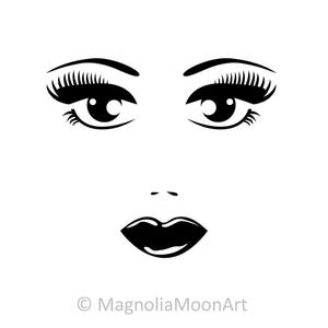 Frau Gesicht SVG, Frau Gesicht DXF, Gesicht Clipart, schneiden, Frau, Gesicht Vektor, Lippen, Augen, Schönheit, Frauengesichtform, Frauengesicht Kontur