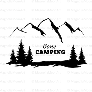 Ido acampar SVG, Ido acampar DXF, clipart, arquivo de acampamento, corte de acampamento, floresta, formato de montanhas, silhueta de floresta, magnóliasb