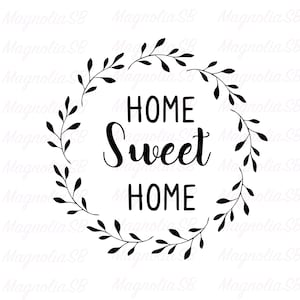 Haus, Süßes Haus SVG, DXF, Haus Clipart, Schneiden, Sweet Home Vektor, Olivenzweige, Hausform, Home Sweet Home Silhouette