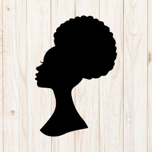 Mujer cabeza silueta svg, mujer afro svg, afro puff svg, archivo cortado para cricut, PNG, jpg, dxf, afro mujer svg, diseño de camisa, silueta