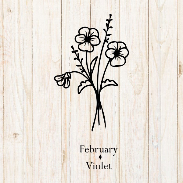 Birth Month Flower svg, Birth Month Flower Bouquet, cut file for cricut, Floral svg, Flower svg, Violet svg, February Flower svg, PNG, jpg