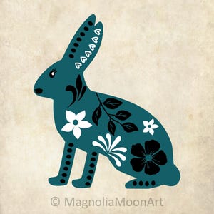Lepre scandinava svg, bosco nordico svg, arte popolare svg, clip art animale islandese, PNG jpg dxf, file di taglio per cricut, design silhouette
