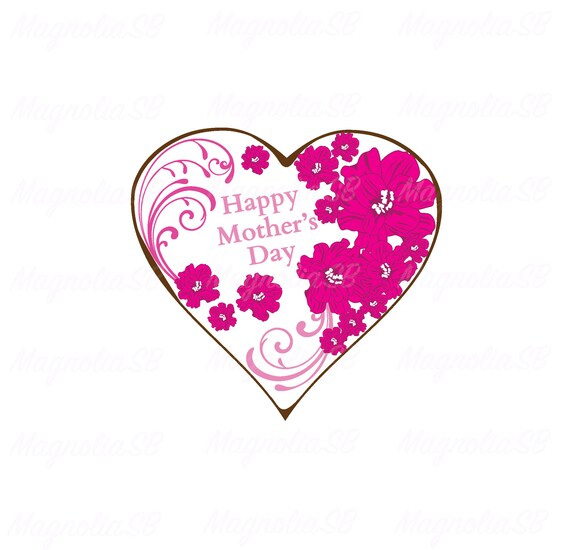 Mother S Day Floral Heart Digital Clip Art Mother S Etsy